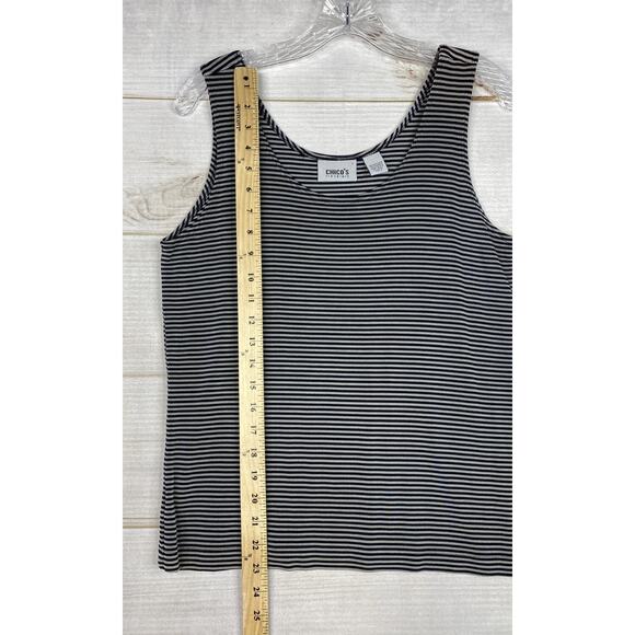 Chico's Travelers Tank Top Sz 2 Womens L Blue Taupe Slinky Stretch Sleeveless - Picture 4 of 7